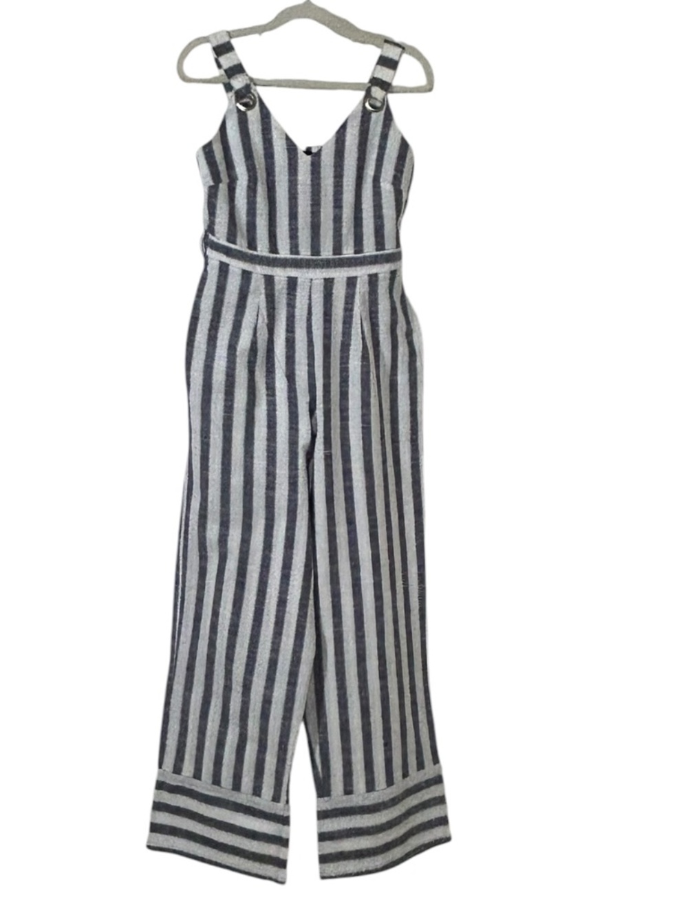 Derek Heart 100% Linen Striped Jumpsuit – Coastal Summer Must-Have – Size M
